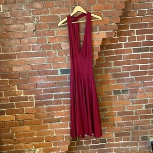Karanina 100% Silk Maroon Halter Tie Dress